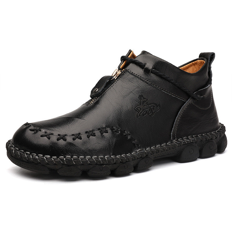 Middle Cut Martin Boots Men's Leather Boots Outdoor Casual Tooling Boots