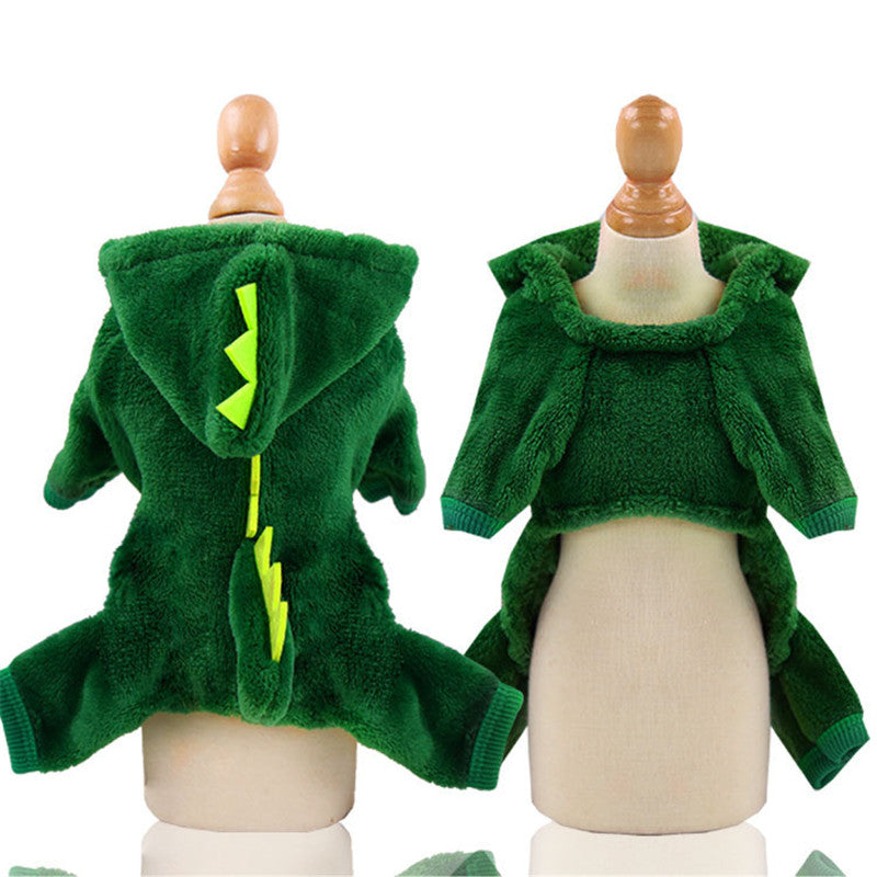 Coral Fleece Dog Clothes Dinosaur Transformed Into Pet Clothes