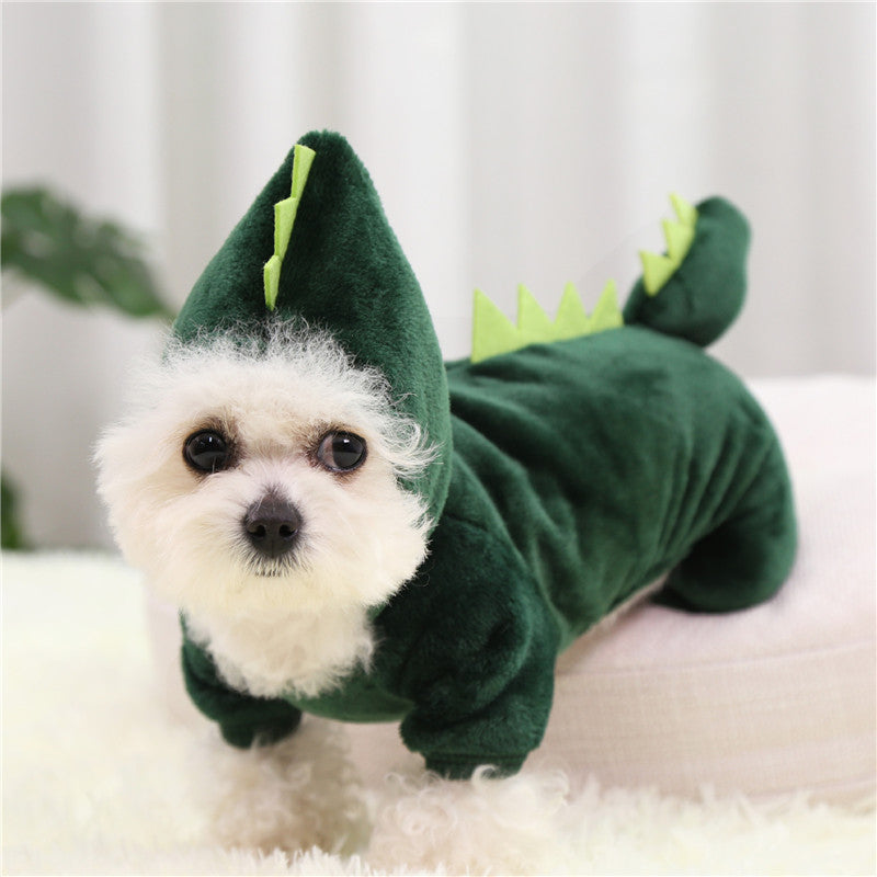 Coral Fleece Dog Clothes Dinosaur Transformed Into Pet Clothes