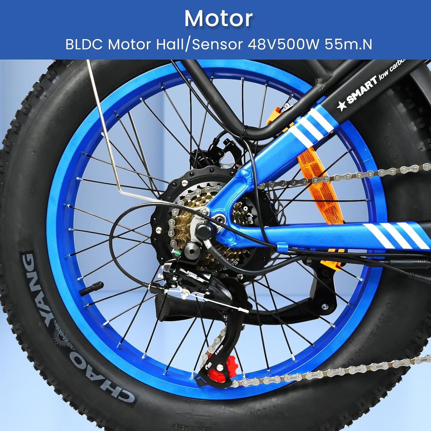 500W Motor Electric Bike For Adults, 20 X 4 Inches Fat Tire Bike, 7 Speed 48V 25MPH Removable Battery Mountain E-Bike