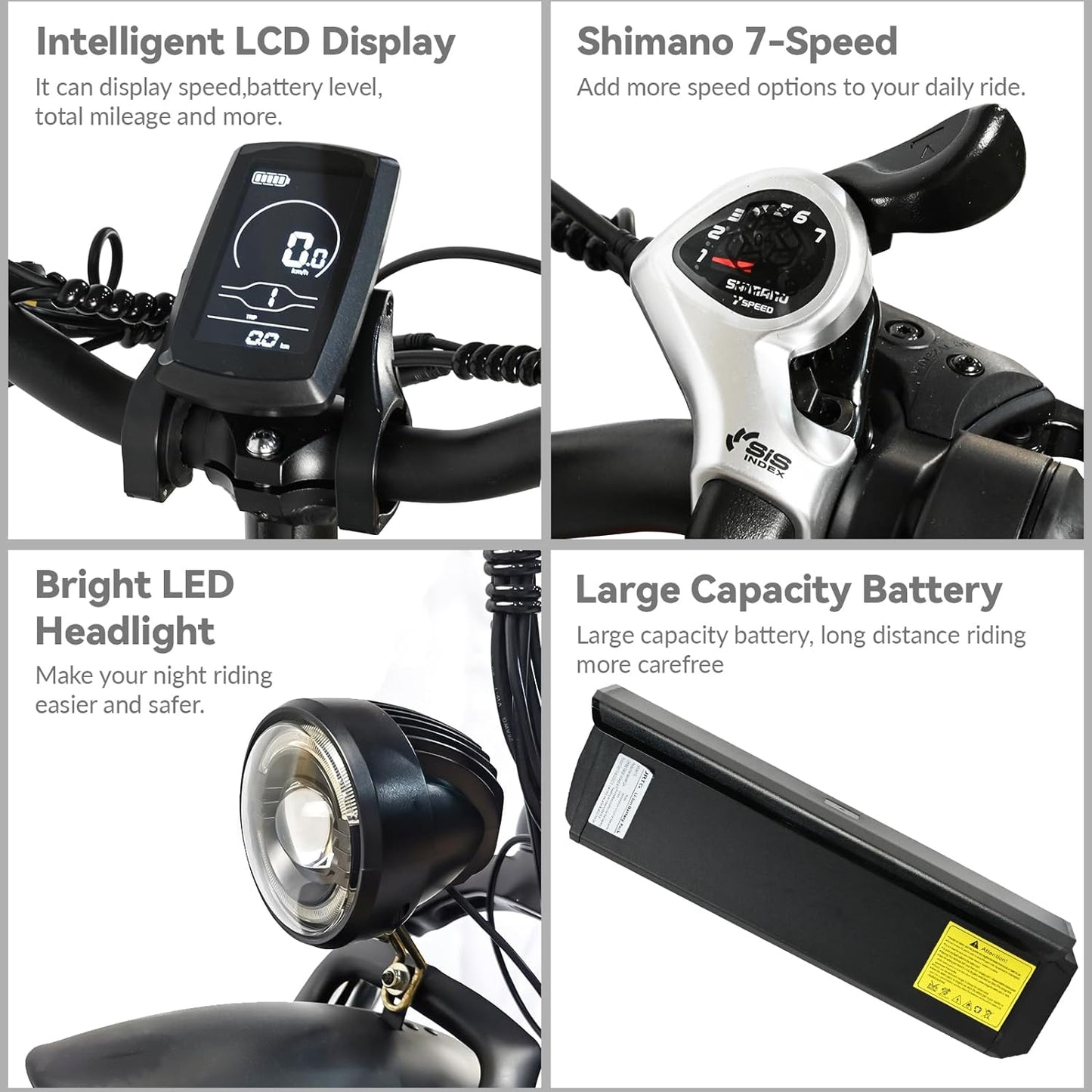 500W Motor Electric Bike For Adults, 20 X 4 Inches Fat Tire Bike, 7 Speed 48V 25MPH Removable Battery Mountain E-Bike