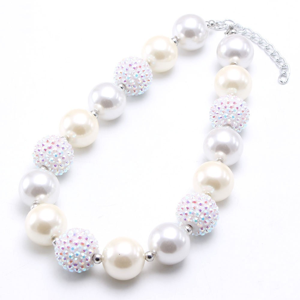 Pearl Rhinestone Ball Children's Necklace DIY