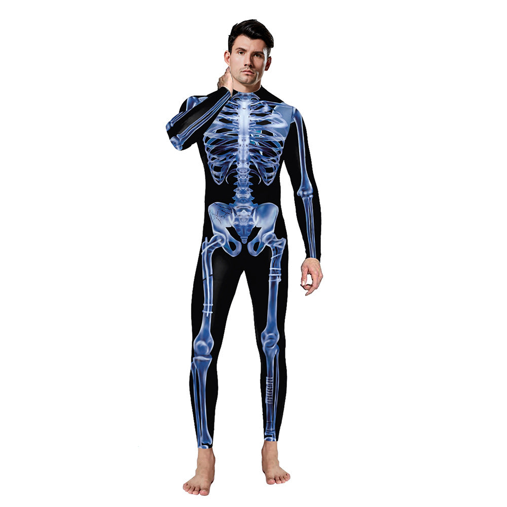 Halloween Ghost Festival 3D Horror Skull Frame Printed Jumpsuit