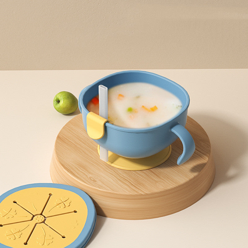 Baby Drinks Soup Straw Sucker Bowl Children
