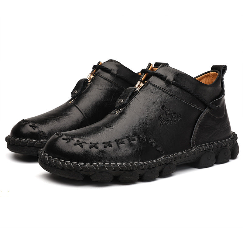 Middle Cut Martin Boots Men's Leather Boots Outdoor Casual Tooling Boots