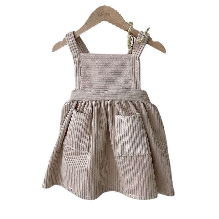 Corduroy Dress Baby Girl Mori Artistic Vest Dress