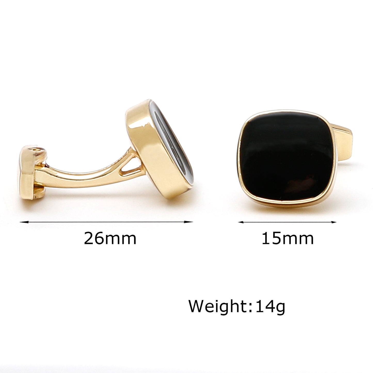 Men's Cufflinks ‘ New Classic Simple Inlaid Black Square Gold Shirt Cufflink Buttons