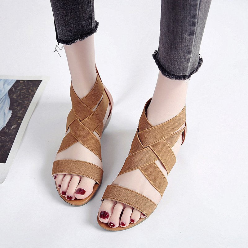 Large Size Women's Sandals Foreign Trade Low-heeled Roman Sandals