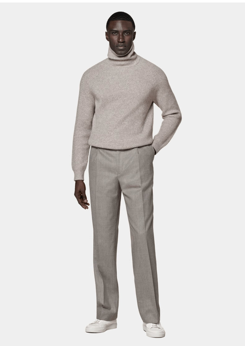 Cashmere Men's High-neck Knitted Sweater Fashionable Pullover