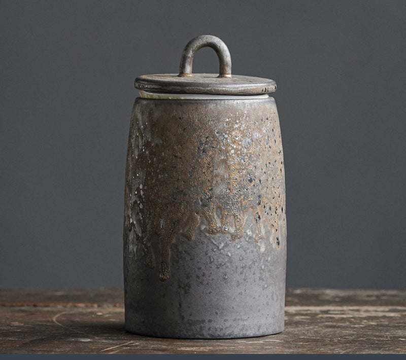 Taobei Gilt Black Pottery Tea Storage Jar