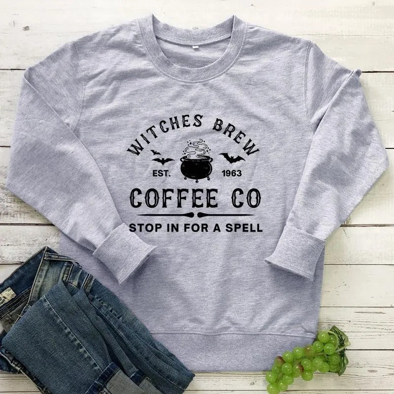WITCHES BREW Letter 1963 Printed European And American Sweater
