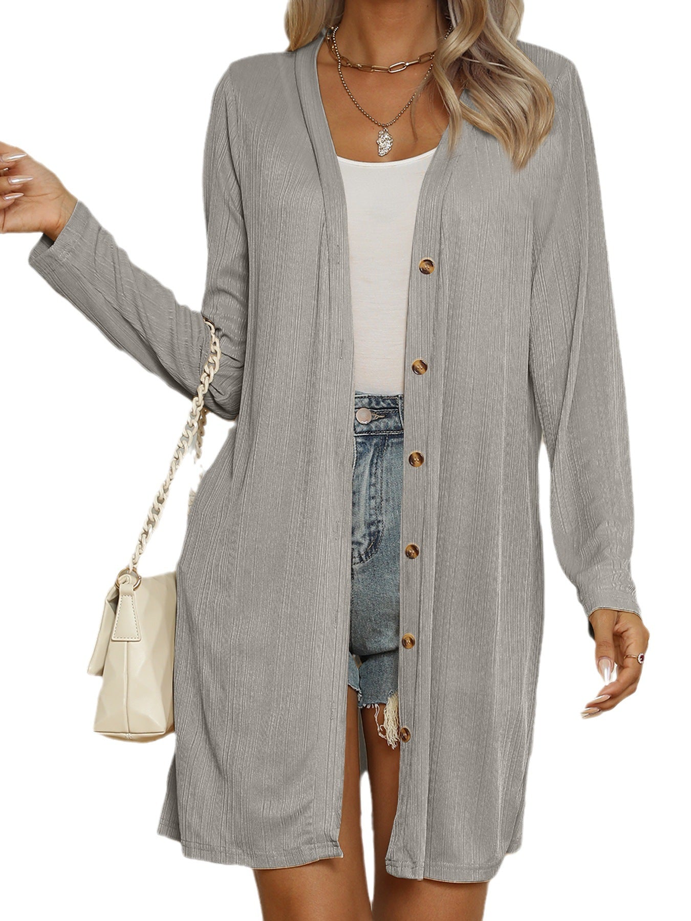 Women's Fashion Casual Button Long Sleeve Cardigan