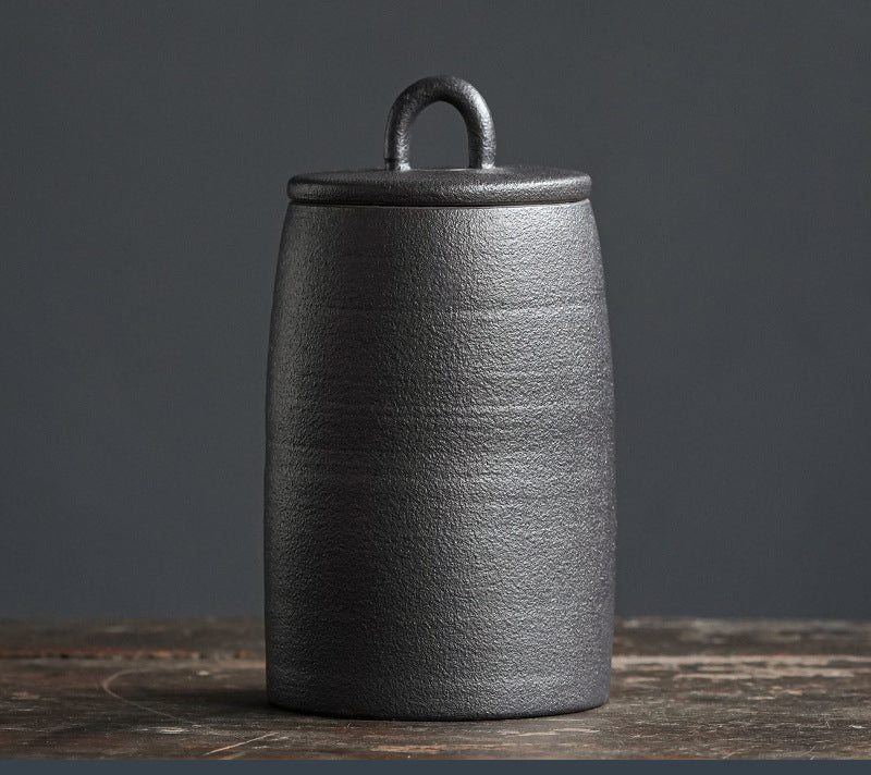 Taobei Gilt Black Pottery Tea Storage Jar