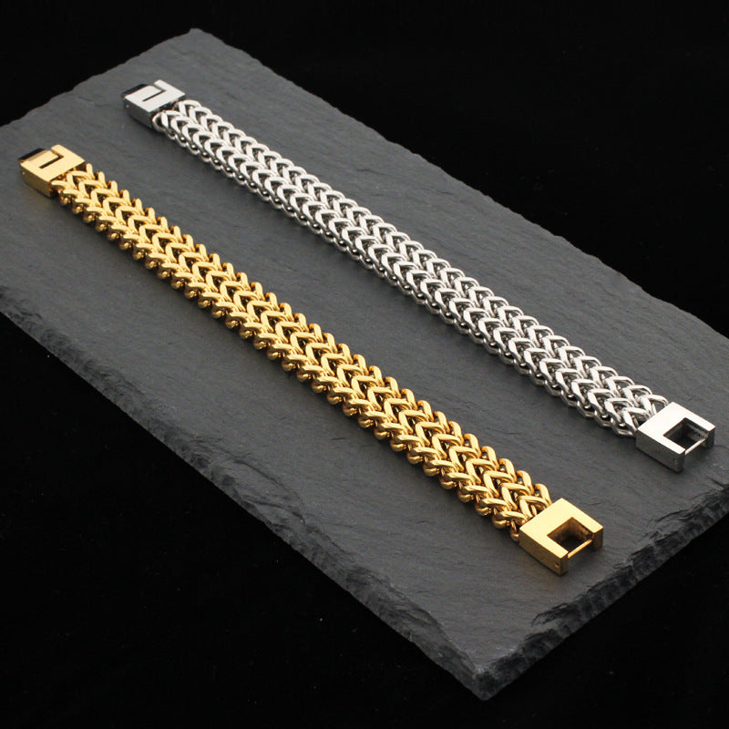 Stainless Steel Bracelet Retro Double Titanium Steel Cuban Link Chain