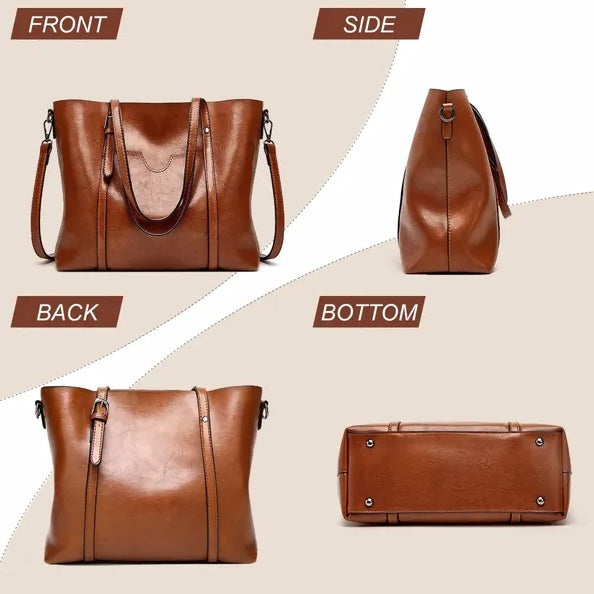Shoulder Bags Handbags For Women Large Designer Ladies Bag Purse Leather Tote Bag, Brown