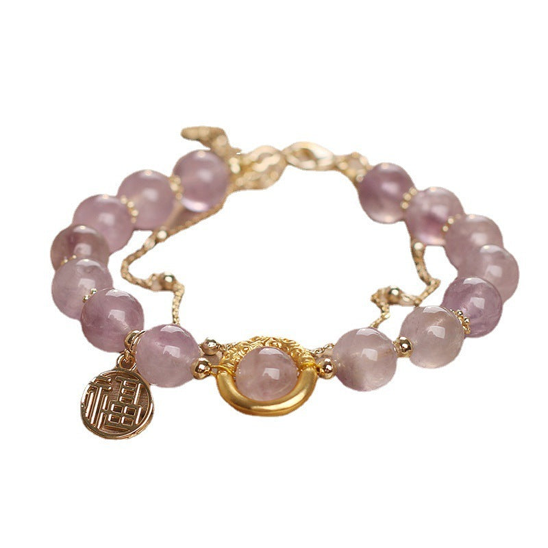 Natural Amethyst Bracelet Female Bracelet Chinese Fu Character