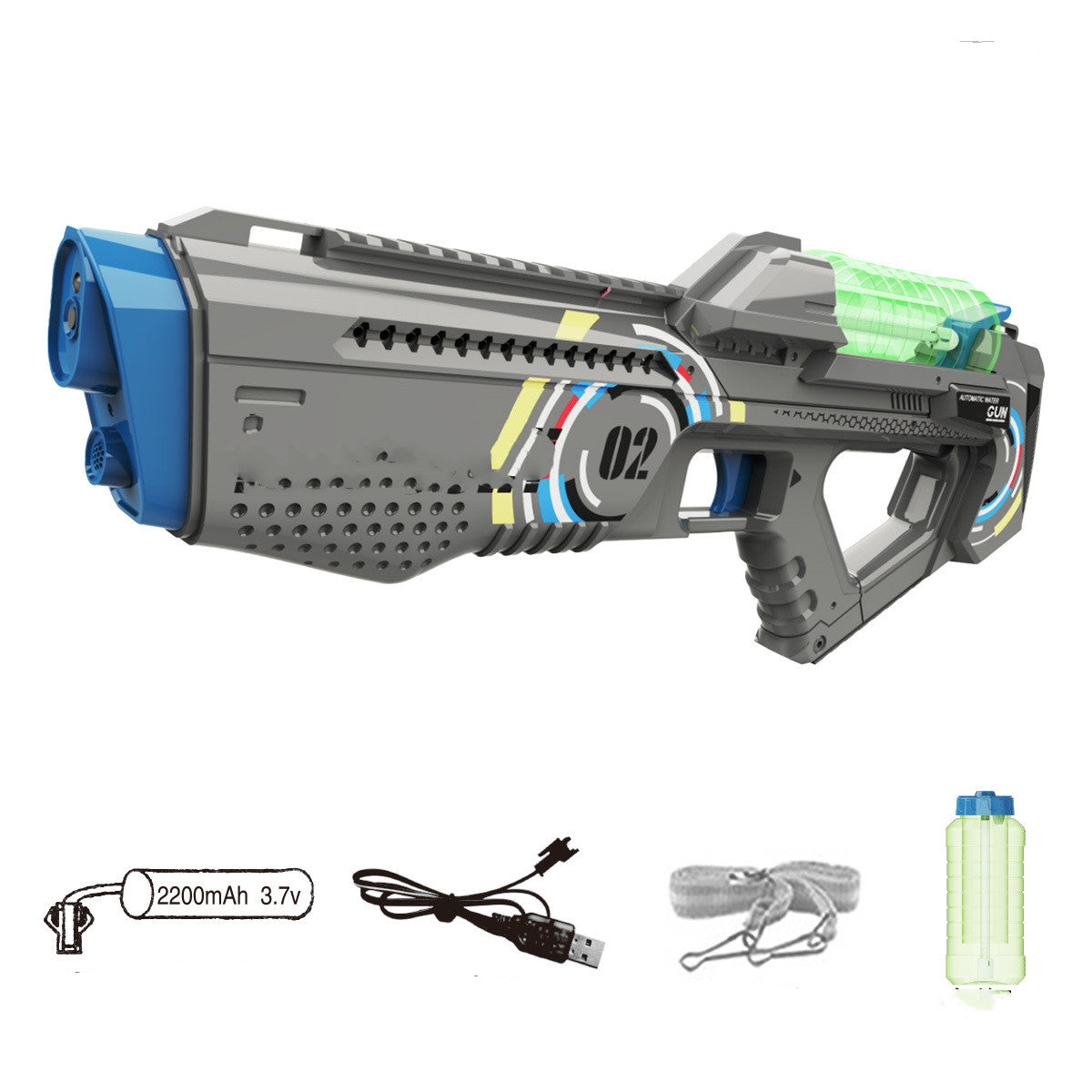 Automatic Summer Electric Water Gun With Light Rechargeable Continuou Firing Party Game Kids Space Splashing Toys For Boys Gift