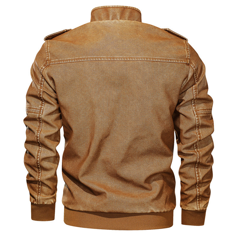 Men's Fashion Casual Fleece And Thick Leather Jacket