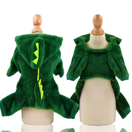 Coral Fleece Dog Clothes Dinosaur Transformed Into Pet Clothes