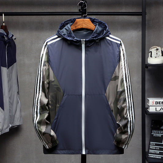 Three-Bar Camouflage Casual Windbreaker