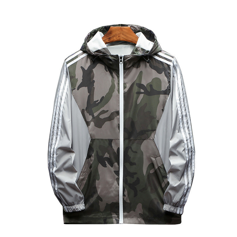 Three-Bar Camouflage Casual Windbreaker