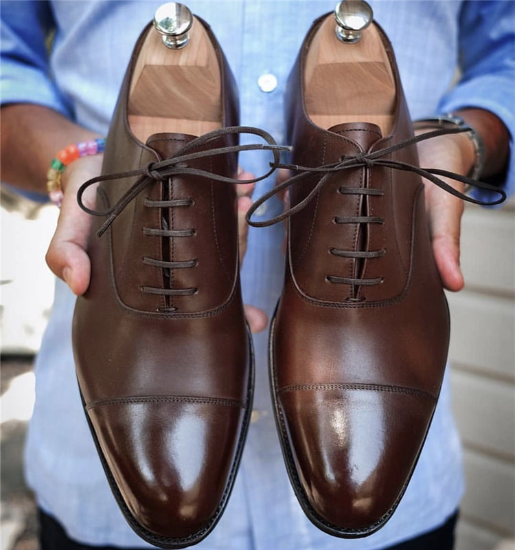 British Leather Shoes For Men With Formal Lace-Up And Low Tops