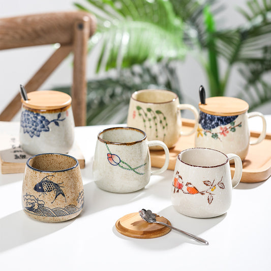 Underglaze Ceramic Mug Creative Hand-Painted Office Breakfast Milk Coffee Black Tea Water Cup