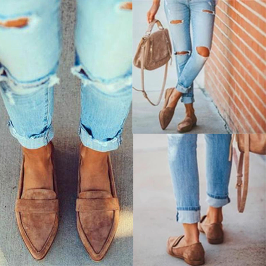Thick Heel Women's Shoes Mid Heel Single Shoes Casual Pointed Toe