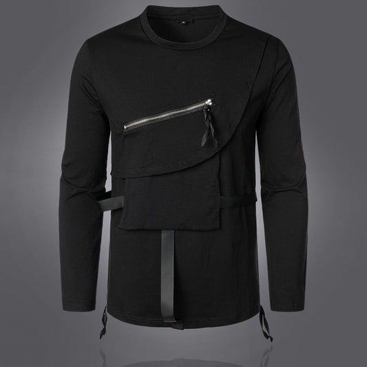 Dark Autumn Personalized Work Clothes Round Neck Bottoming Shirt Long Sleeve T-shirt Men