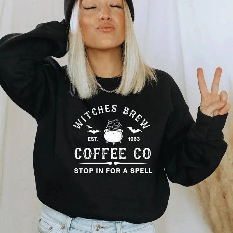 WITCHES BREW Letter 1963 Printed European And American Sweater