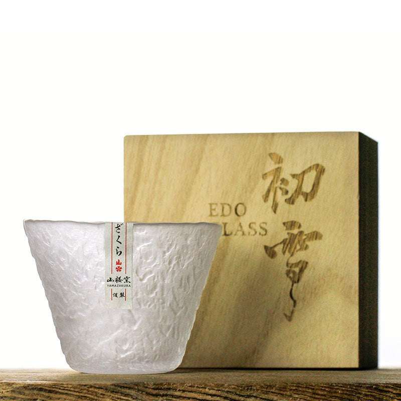 Whiskey Glass Japanese Style Edo Hand-carved Flower Craft
