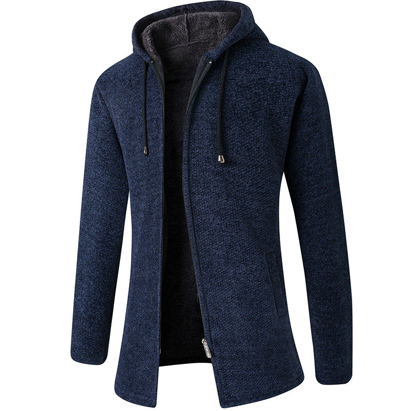 Windbreaker mid-length hooded casual jacket