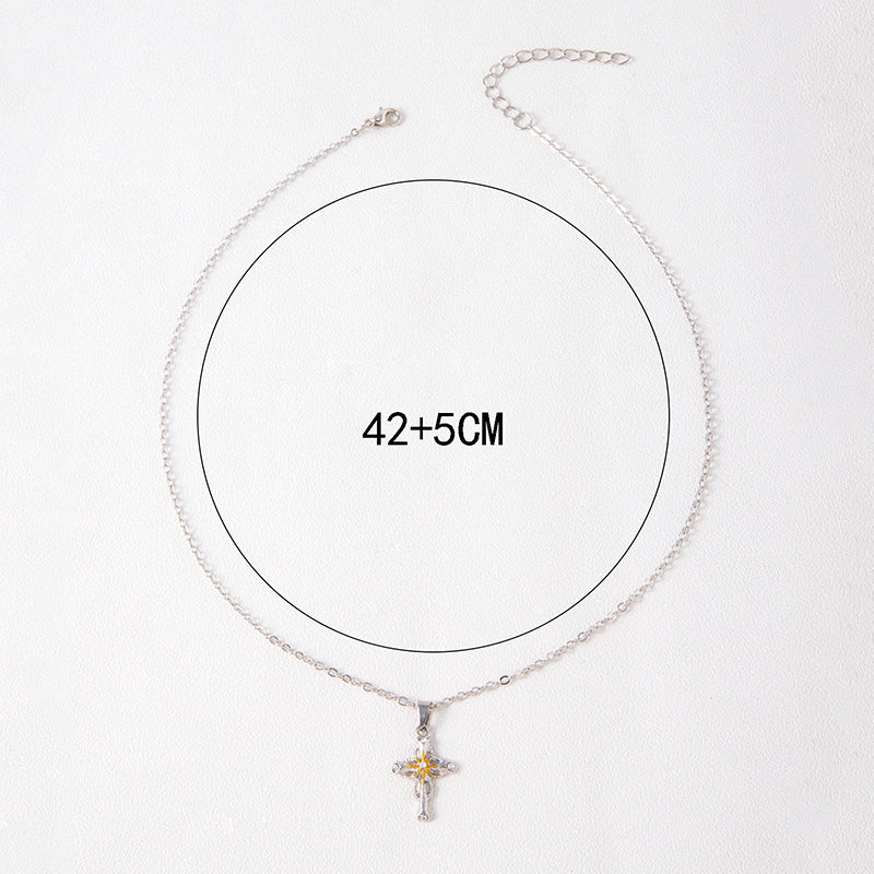 2023 New Cross Flower Pendant Necklace Catholic Faith Silver Necklace