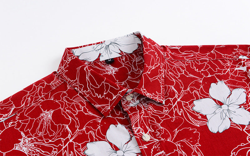 Printed short-sleeved shirt men's European beach
