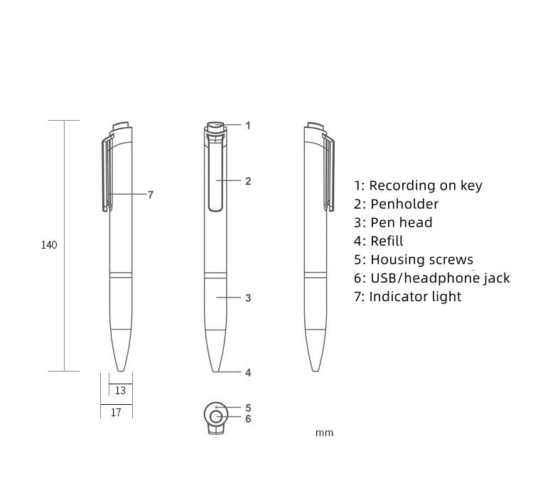 Direct Insertion Of High-definition Digital One Button Recording Pen For Conference Interview