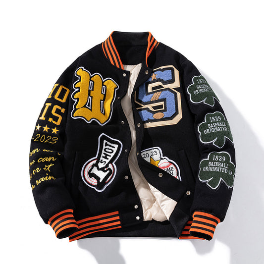 Men And Women Thickened Towel Fleece Hip-hop Tweed Baseball Jerseys