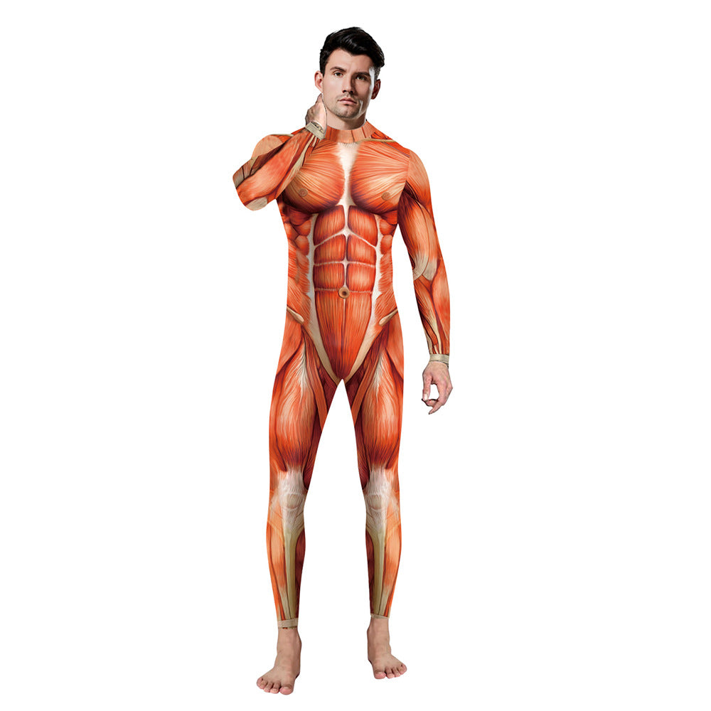 Halloween Ghost Festival 3D Horror Skull Frame Printed Jumpsuit