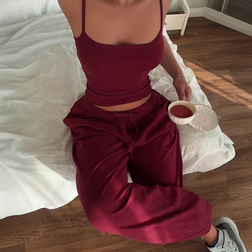 Sleeveless Backless Sexy Suspender Trousers Suit