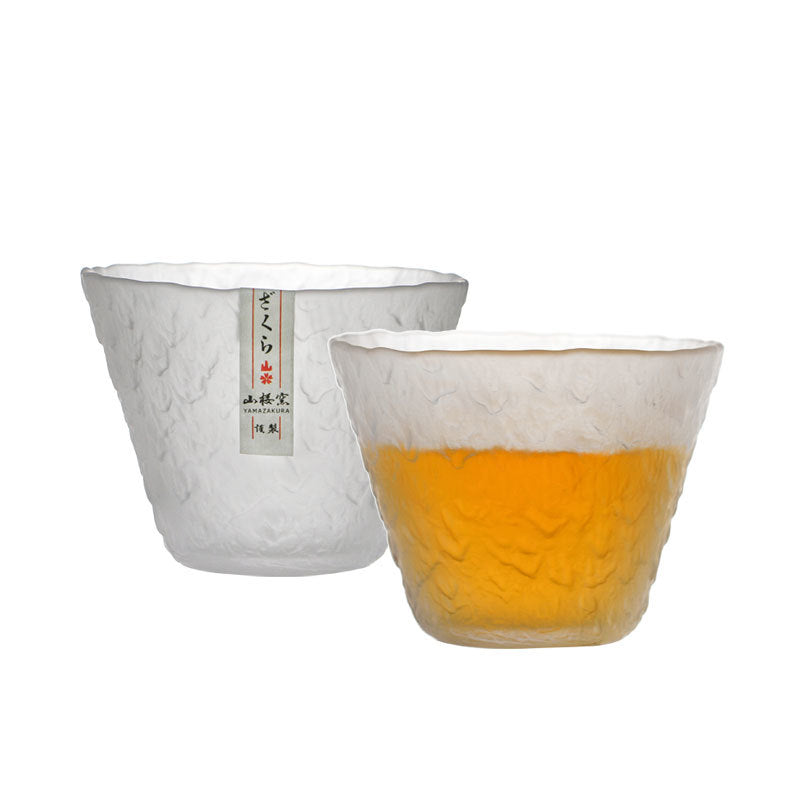 Whiskey Glass Japanese Style Edo Hand-carved Flower Craft