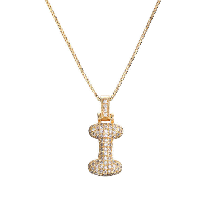 Clavicle Chain Copper Micro Inlaid Zircon 26 Letter Pendant Necklace For Women's Birthday Jewelry Gifts