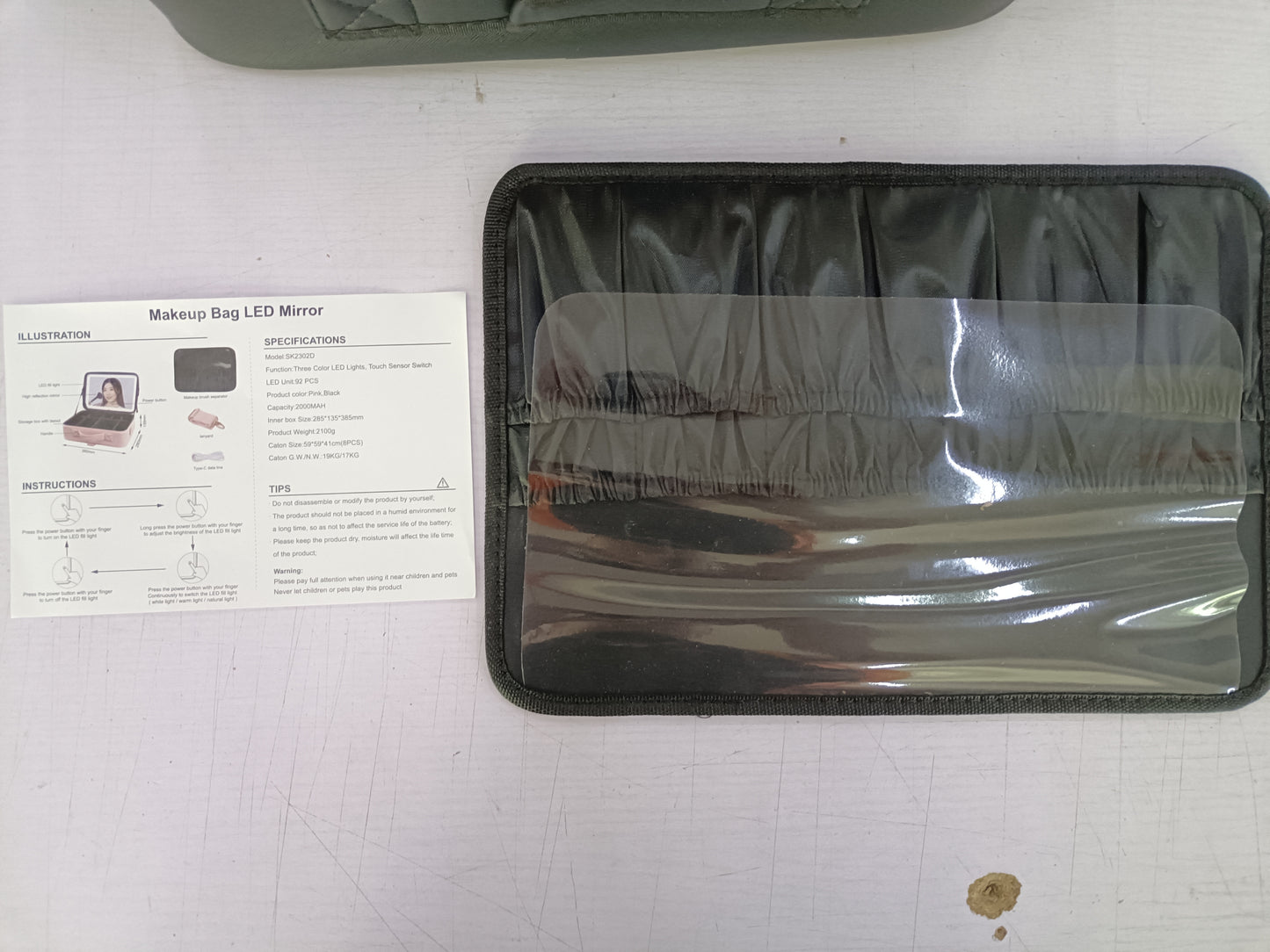 With Mirror And LED Light Cosmetic Bag Skin Care Storage Box