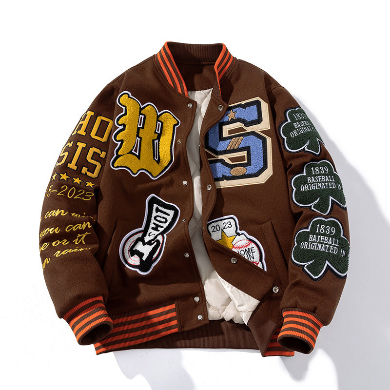 Men And Women Thickened Towel Fleece Hip-hop Tweed Baseball Jerseys