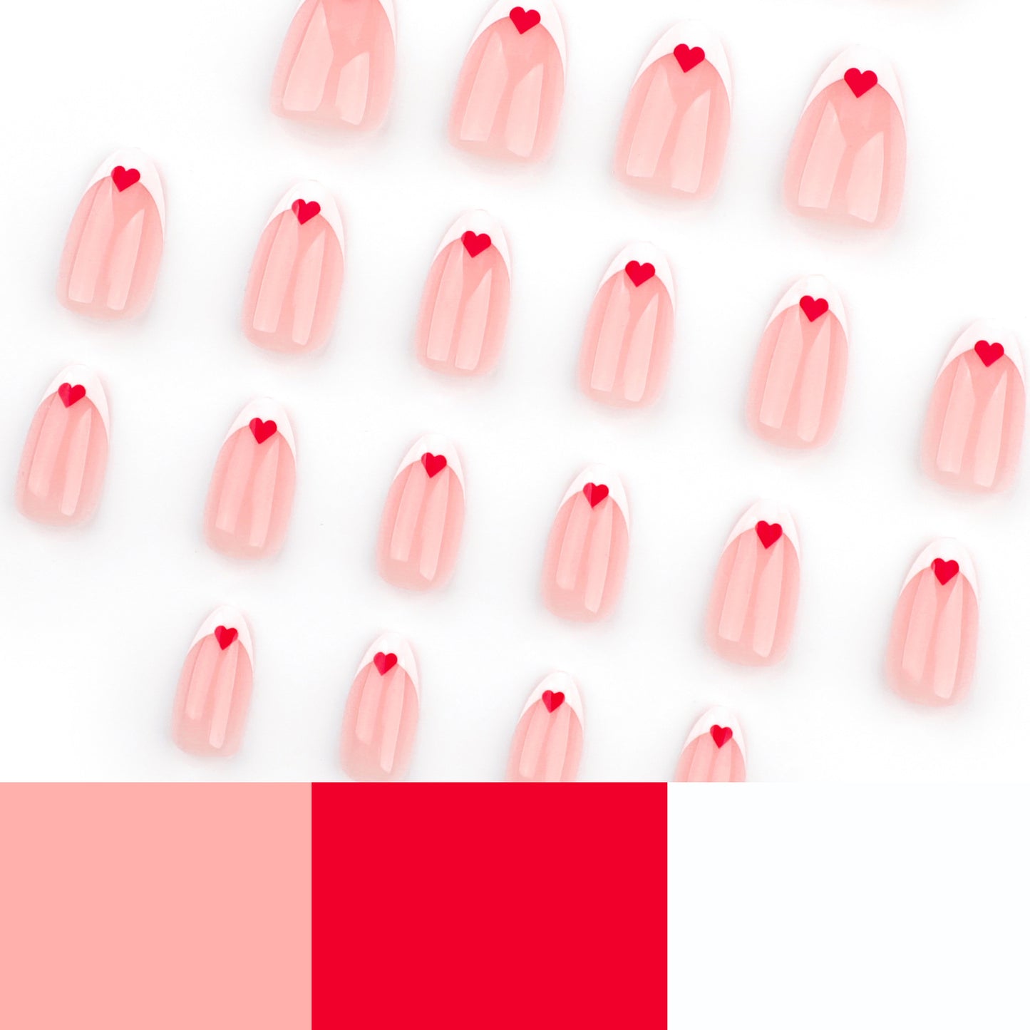 Simple White Wear Nail Tip Red Love