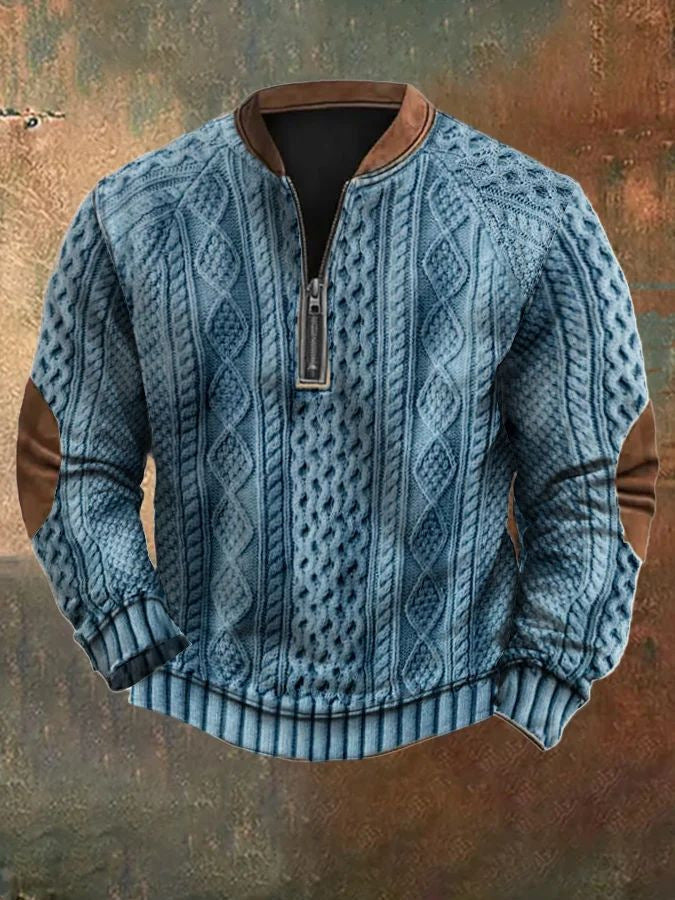 Mens Digital-Print Half-Zip Hoodie