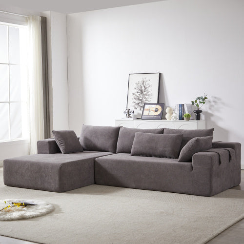 Modern Chenille Upholstered Sectional Sofa Couch Set,Modular 108 L Shaped Sectional Living Room Sofa Set With 6 Pillows,Free Combination Sofa Couch For Living Room,Bedroom