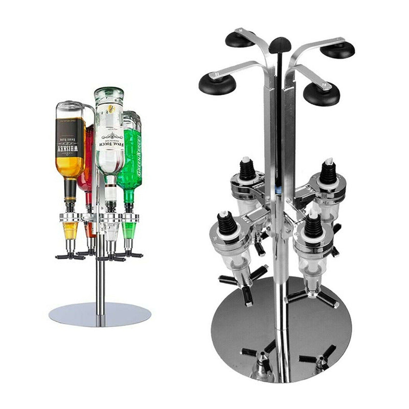 4-head Rotating Wine Dispenser Liquor Divider Vertical Stainless Steel