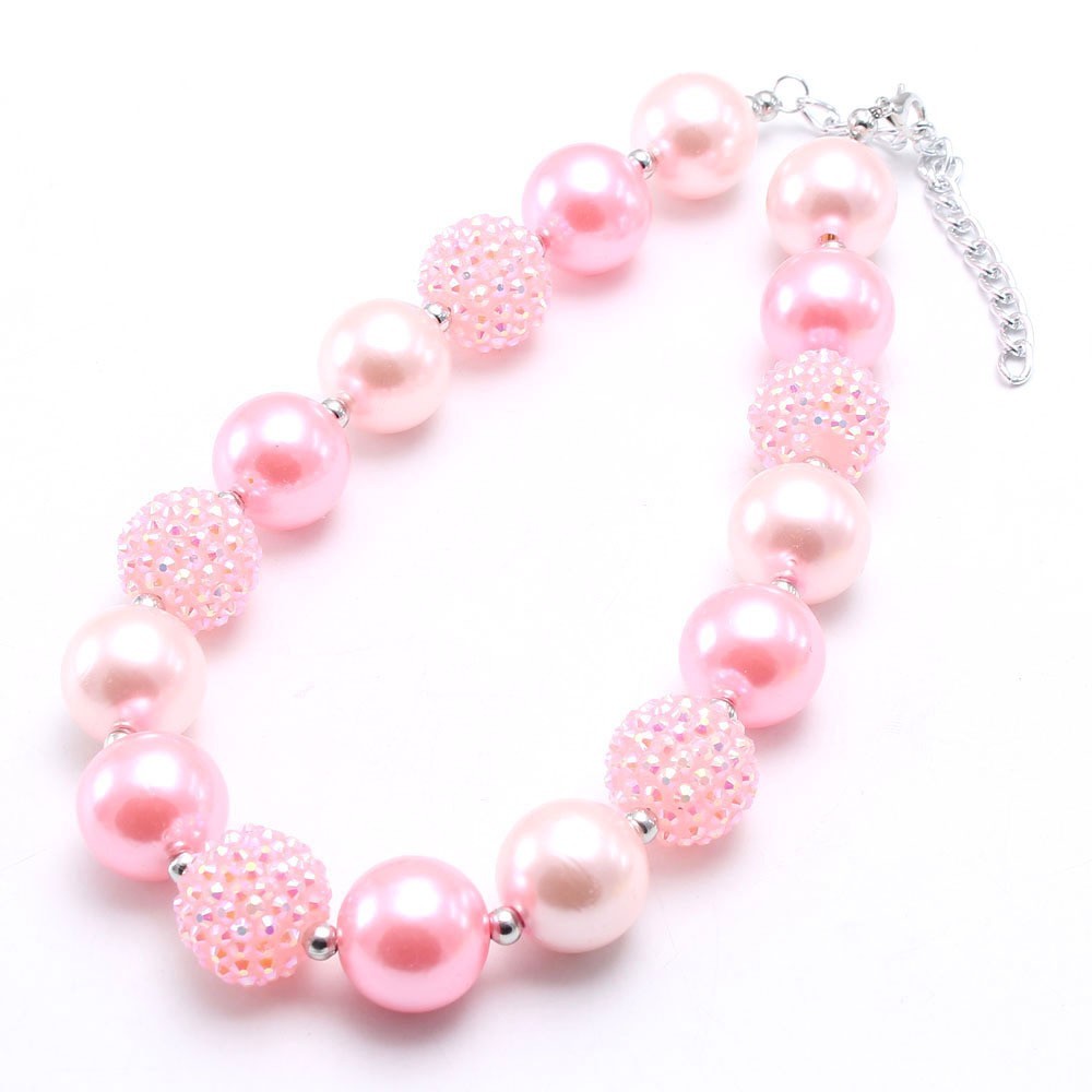 Pearl Rhinestone Ball Children's Necklace DIY