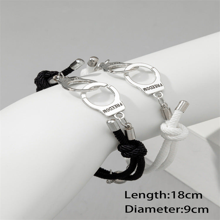 Men's And Women's Fashion Simple Handcuffs Shape Black And White Bracelet