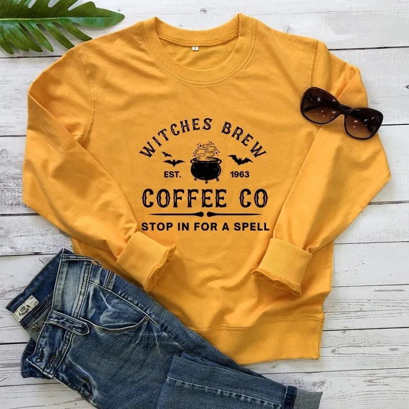 WITCHES BREW Letter 1963 Printed European And American Sweater