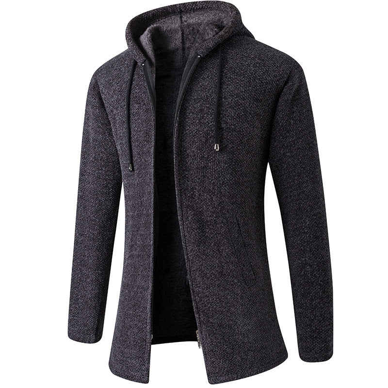 Windbreaker mid-length hooded casual jacket